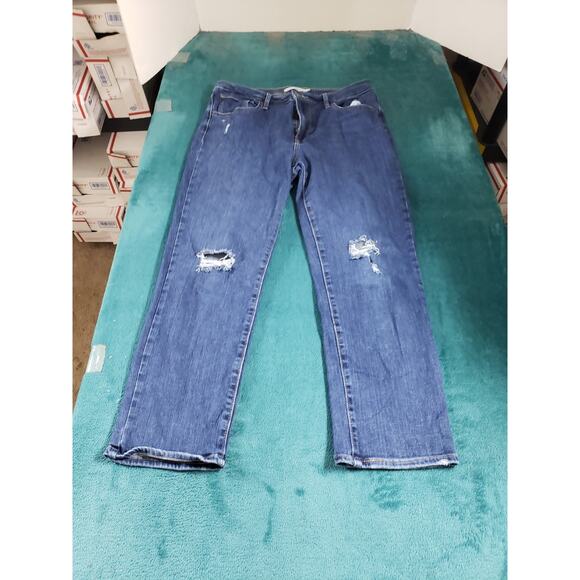 Levis 724 Jeans Size 31 Womens Blue Stretch Pants Denim High Rise Straight Crop - Picture 1 of 14